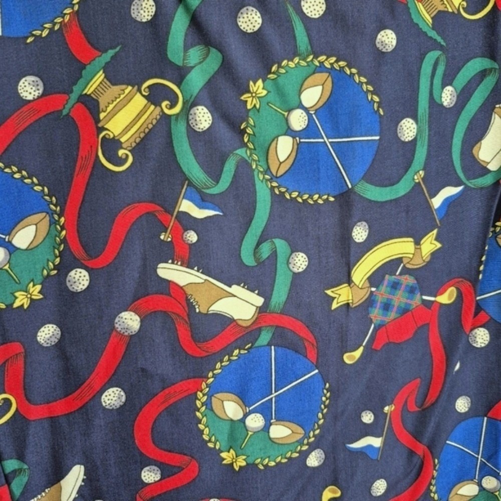 Vintage Talbots Fun Golf Print Pants Navy Blue Rayon Women's Small - Picture 3 of 11
